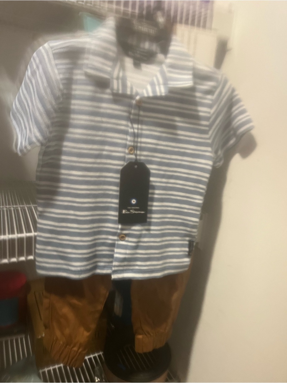 Kids' Blue & White Striped Button-Up Shirt - Unbranded 18 Months